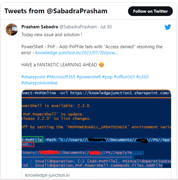 Twitter web part in SharePoint in Microsoft 365