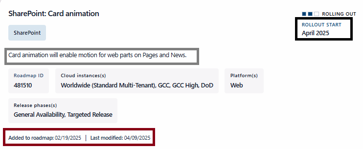 SharePoint - Card animation - Microsoft 365 Roadmap ID : 481510 - SharePoint: Card animation