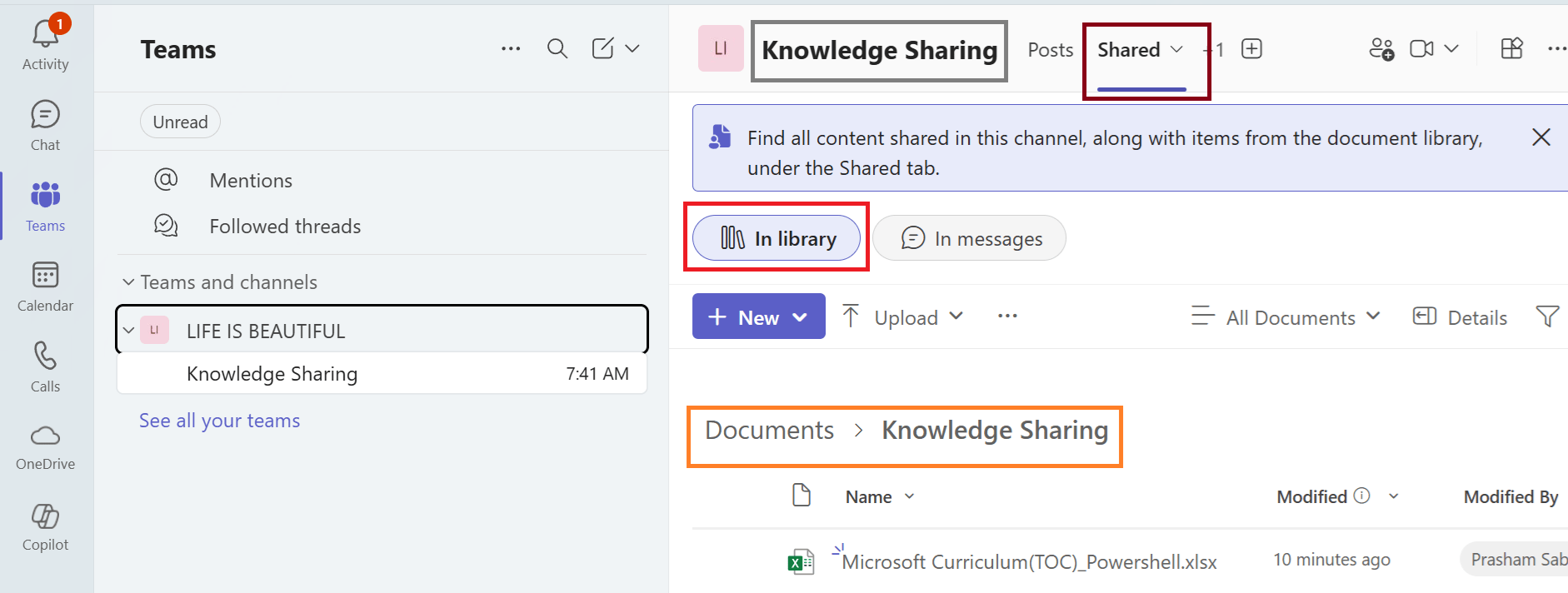 Microsoft Teams : Channels : "File" tab is renamed to "Shared"