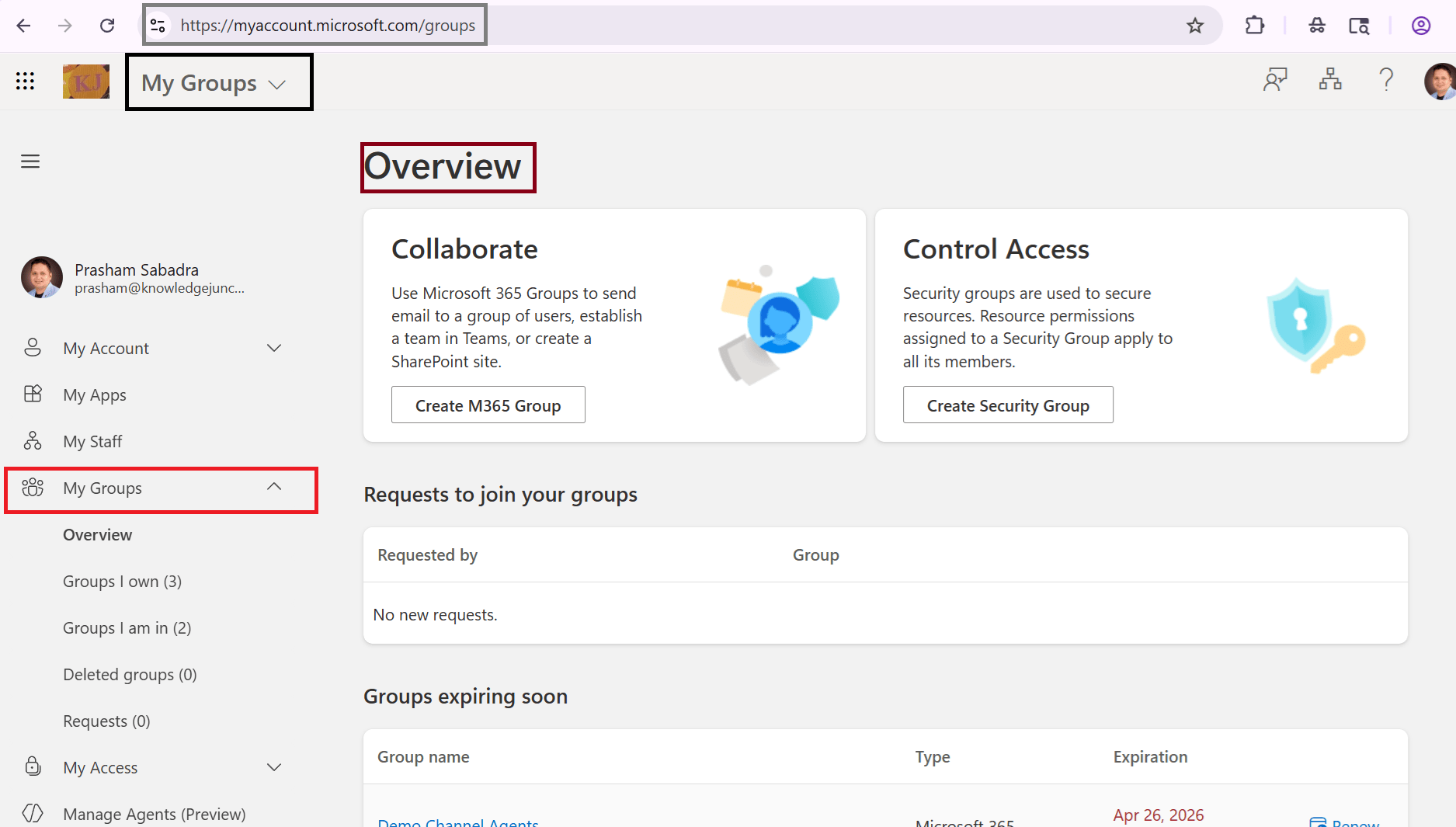 Microsoft 365 - My Groups