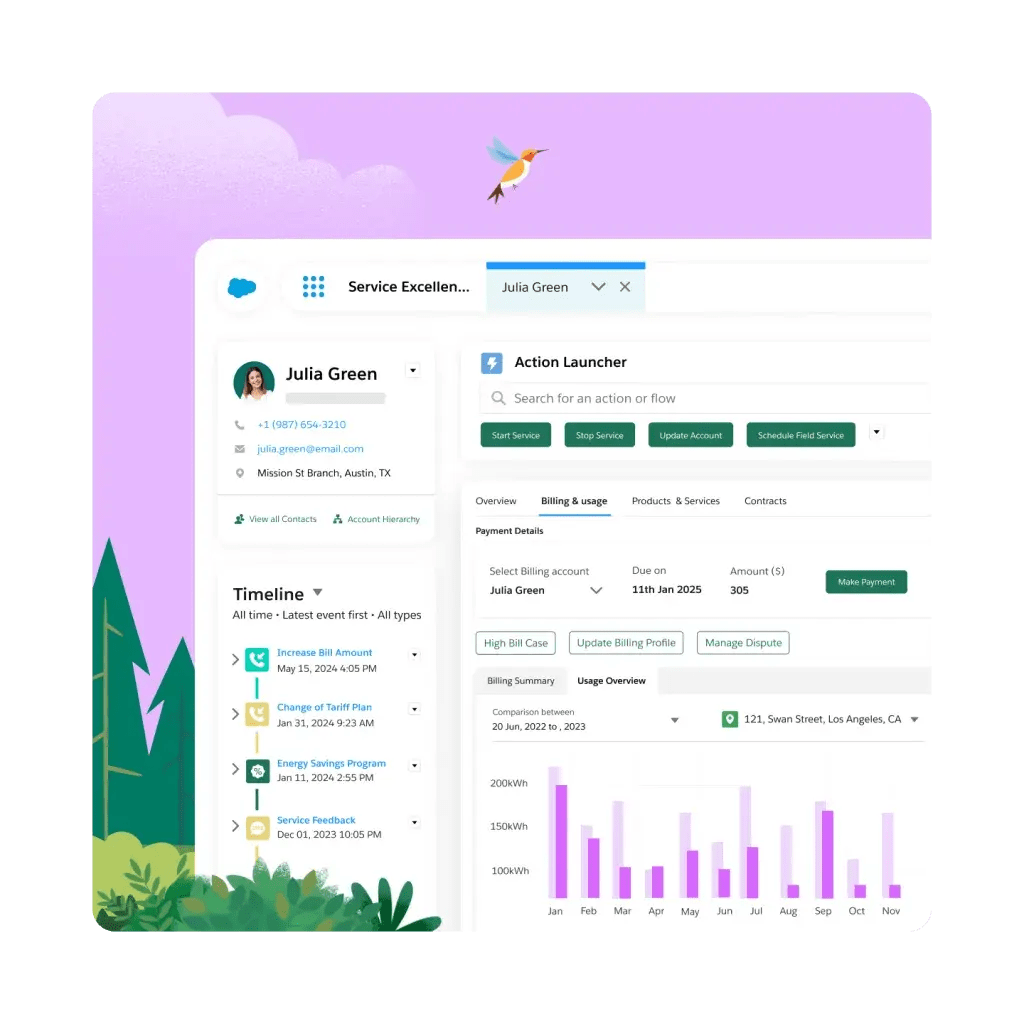 screenshot showing a contact in salesforce, a crm for utilities companies