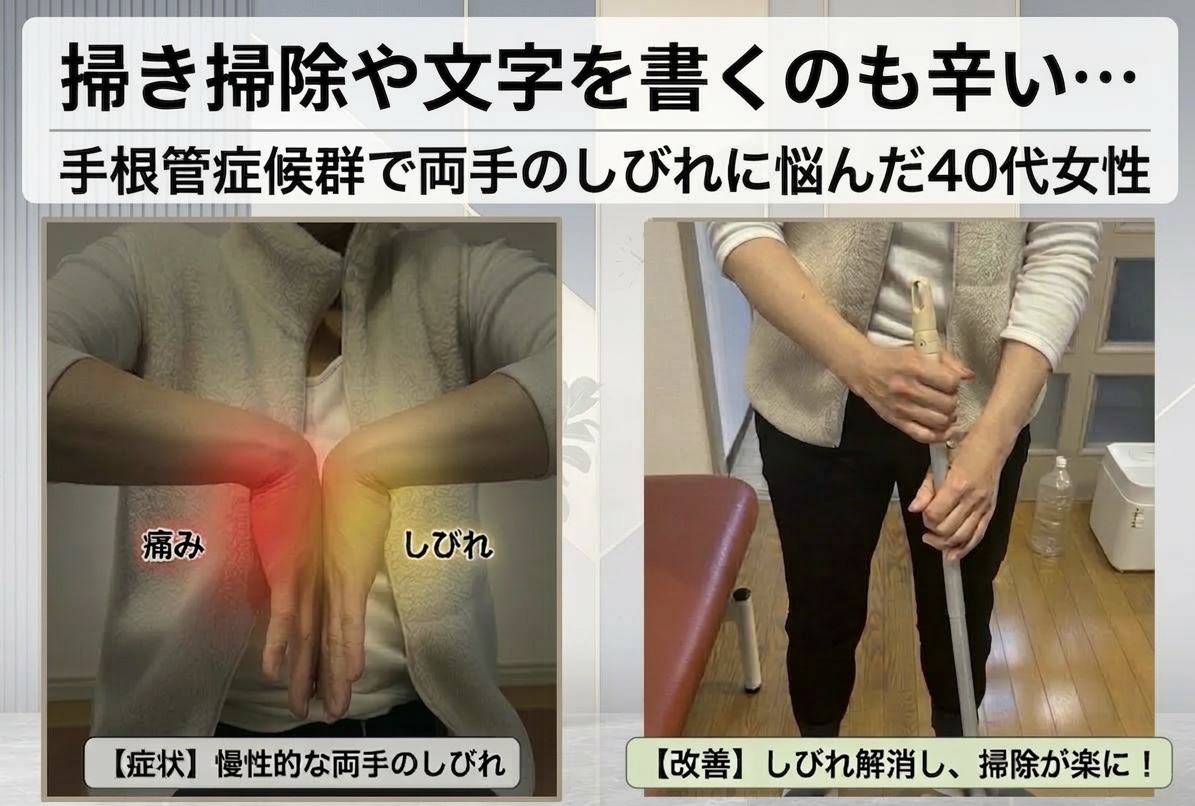 掃き掃除や文字を書くのも辛い…」手根管症候群で両手のしびれに悩んだ