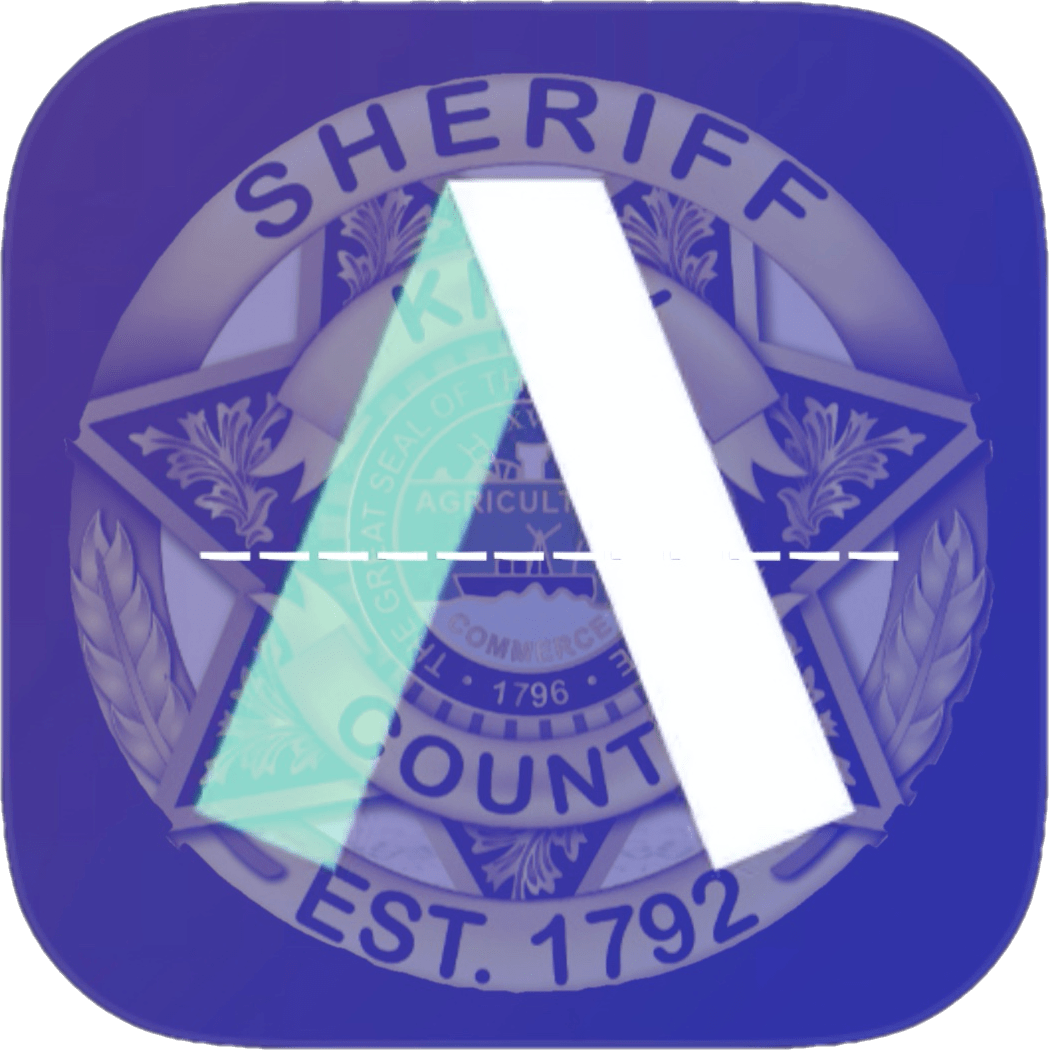 KCSO badge with purple background and folded ribbon