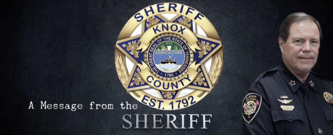 Sheriff over black background and badge and "message from sheriff"