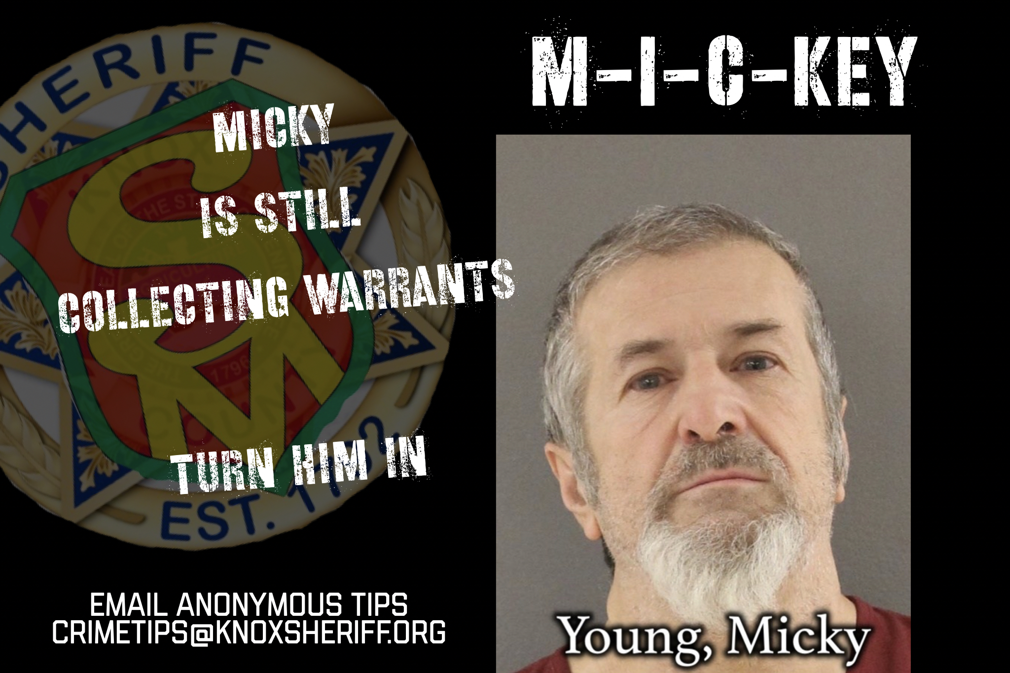 Micky Young Male mugshot with KCSO Wanted