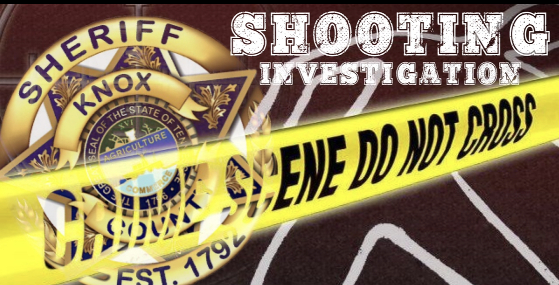 Badge background with caution tape and "Shooting Investigation"