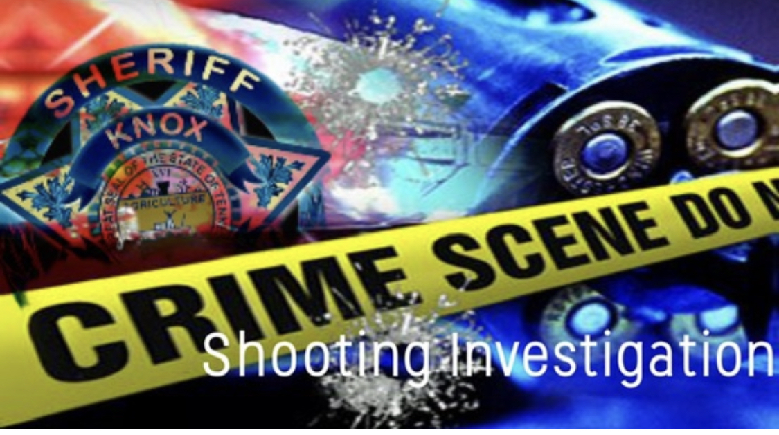 KCSO badge, revolver background with crime scene tape and "shooting investigation"