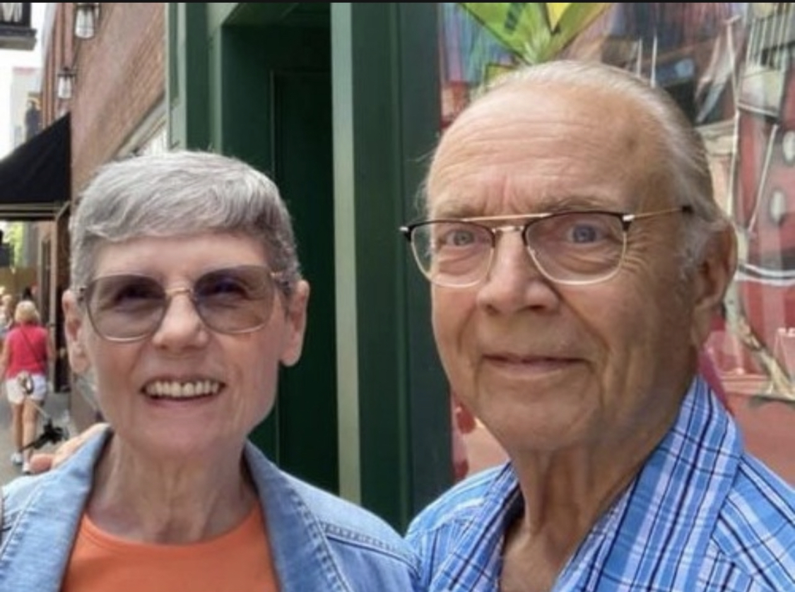 Elderly couple smiling