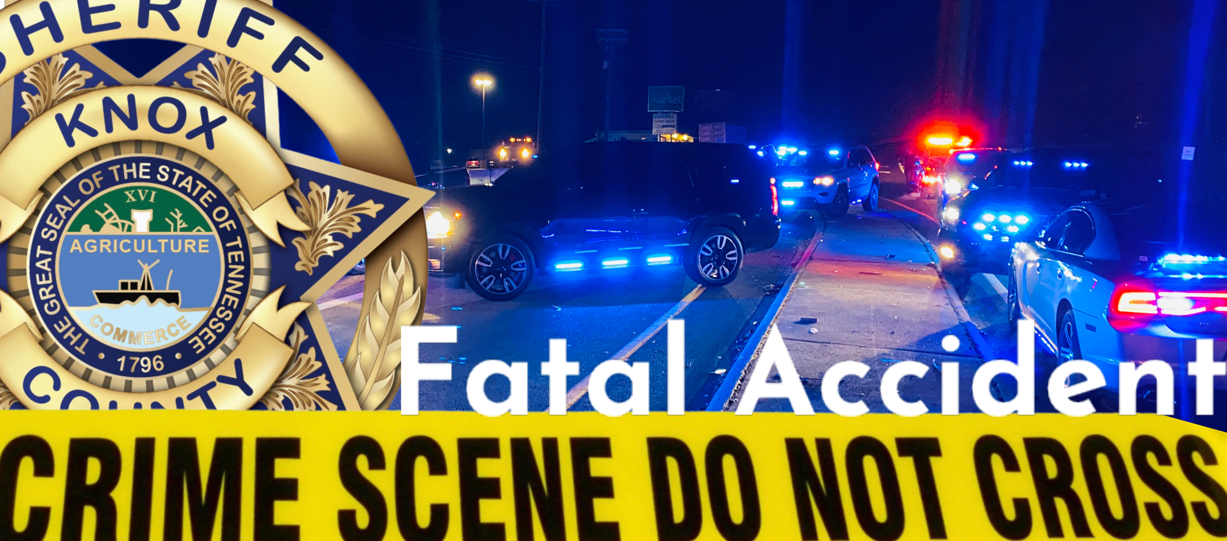 KCSO badge with crime tape and "Fatal Accident"