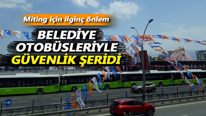 Belediye otobüsleriyle güvenlik şeridi