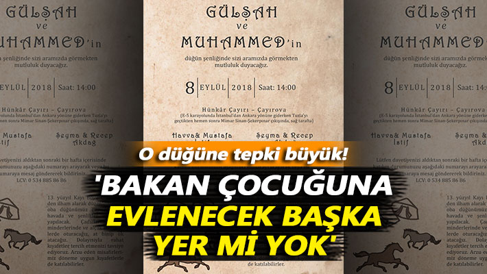 O düğüne tepki büyük: 'Bakan çocuğuna evlenecek başka yer mi yok'