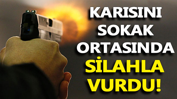 Karısını sokak ortasında silahla vurdu