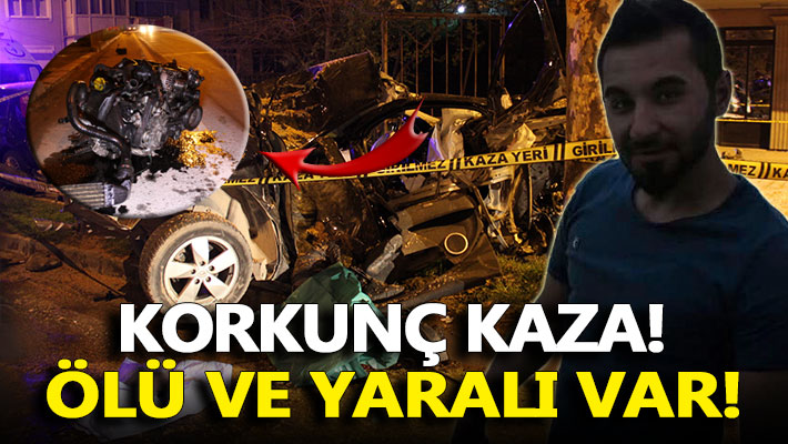 Gölcük'te ağaca çarpan otomobil hurdaya döndü