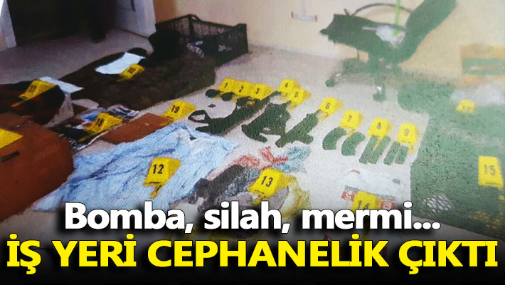 Emniyetin baskın yaptığı iş yeri cephanelik çıktı