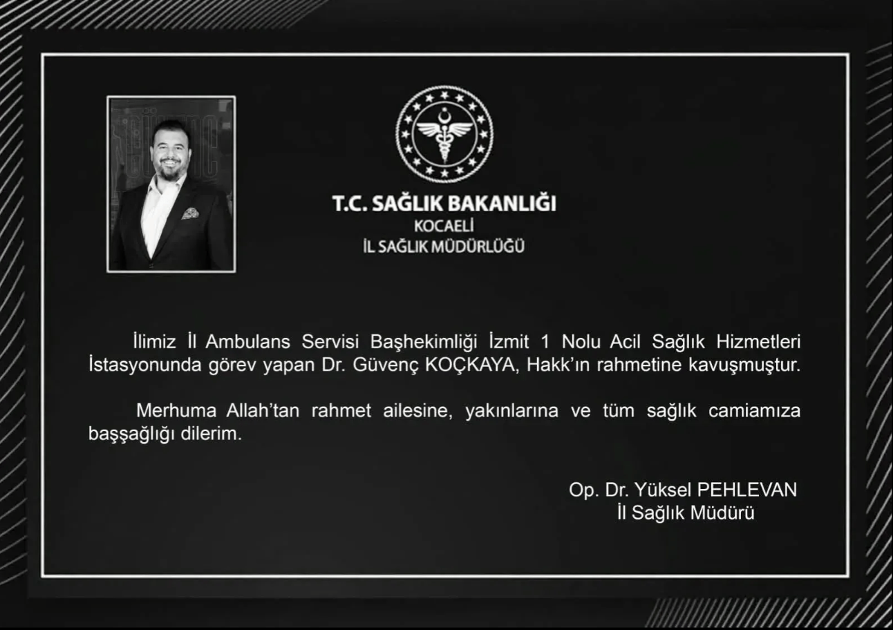 Kocaeli sağlık camiasının acı kaybı! Dr. Güvenç Koçkaya hayatını kaybetti