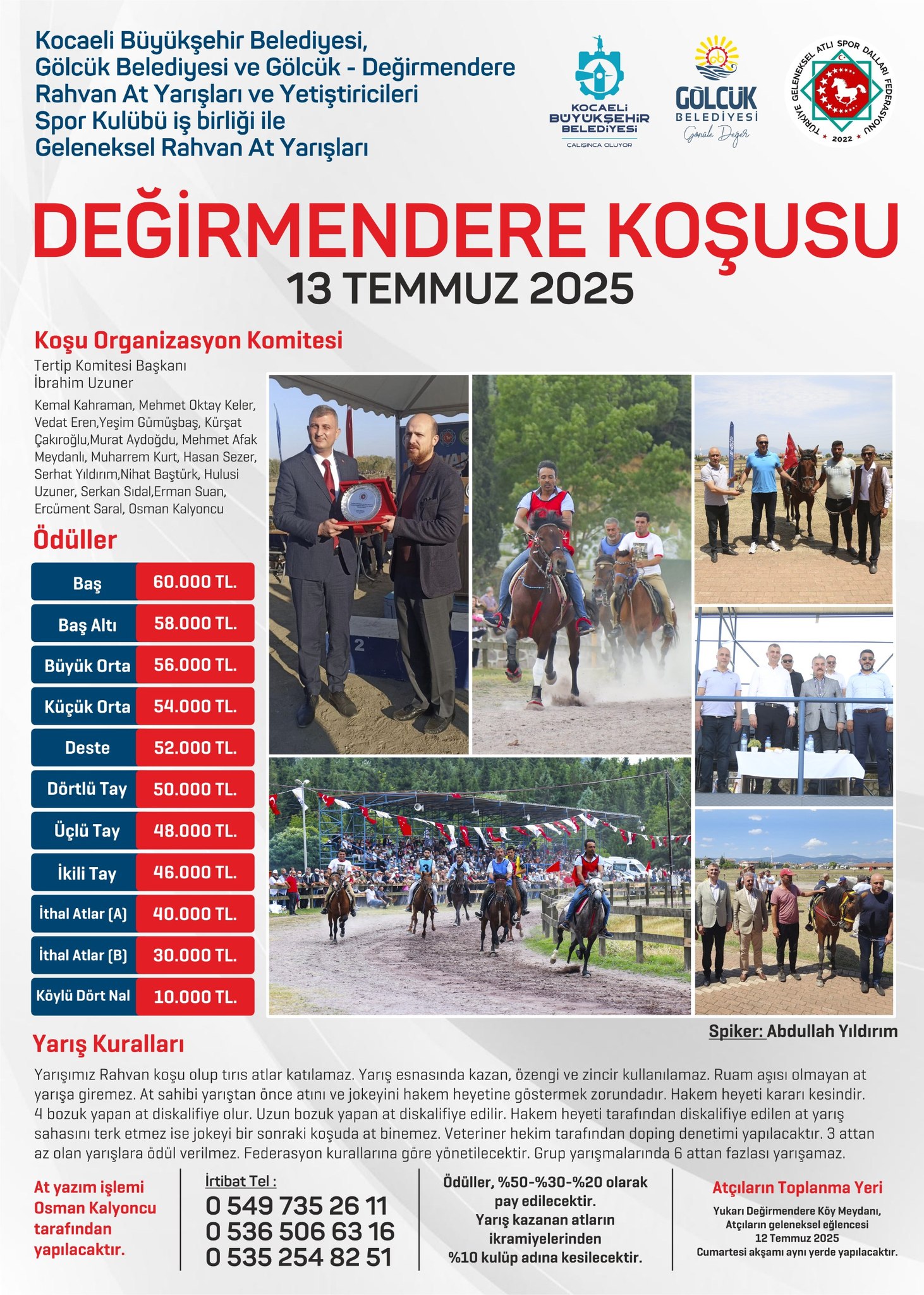 Rahvan at yarışlarında büyük heyecan 13 Temmuz’da Gölcük’te yaşanacak