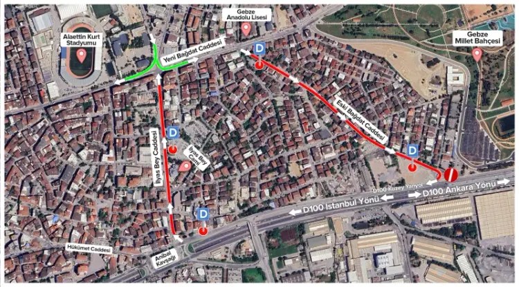 Gebze’de iki caddede çok önemli trafik düzenlemesi