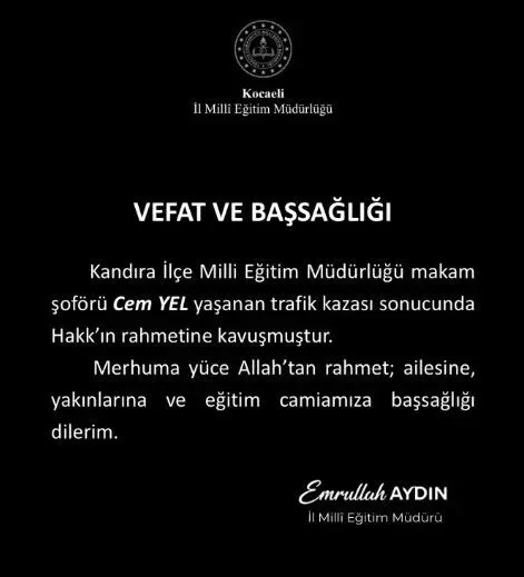 Feci kazada hayatını kaybeden Cem Yıl Milli Eğitim’de çalışıyormuş