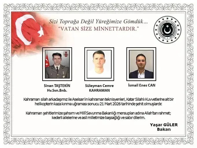Katar’daki helikopter kazasındaki şehitlerimizin kimlikleri açıklandı