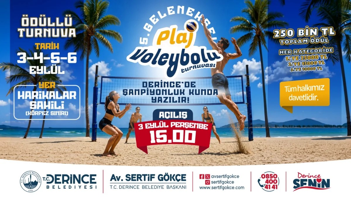 Derince’de Plaj Voleybolu Turnuvası Başlıyor!