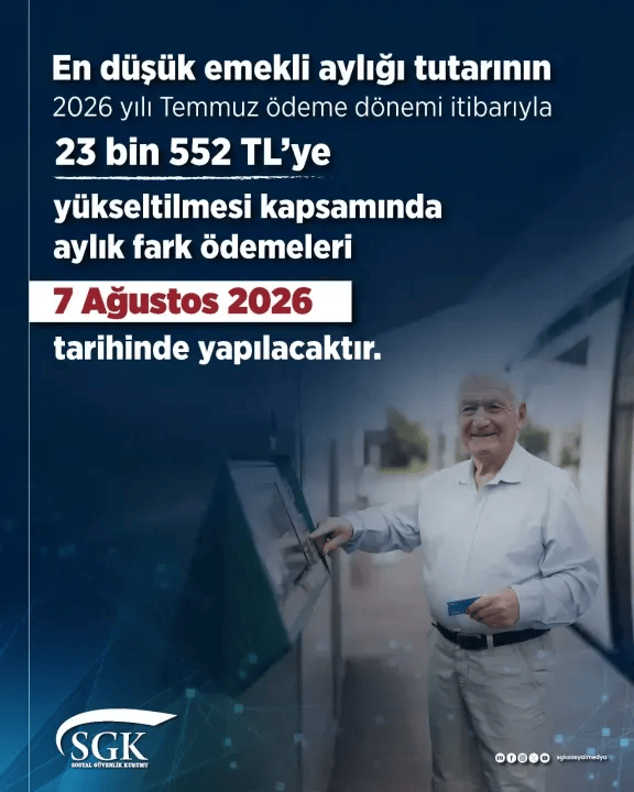 Emekli maaş farkı 7 Ağustos’ta hesaplarda!