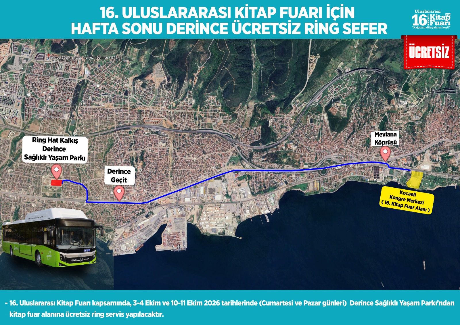 Kocaeli Kitap Fuarı’na ulaşım kolaylaşacak! Ücretsiz ring ve vapur seferleri