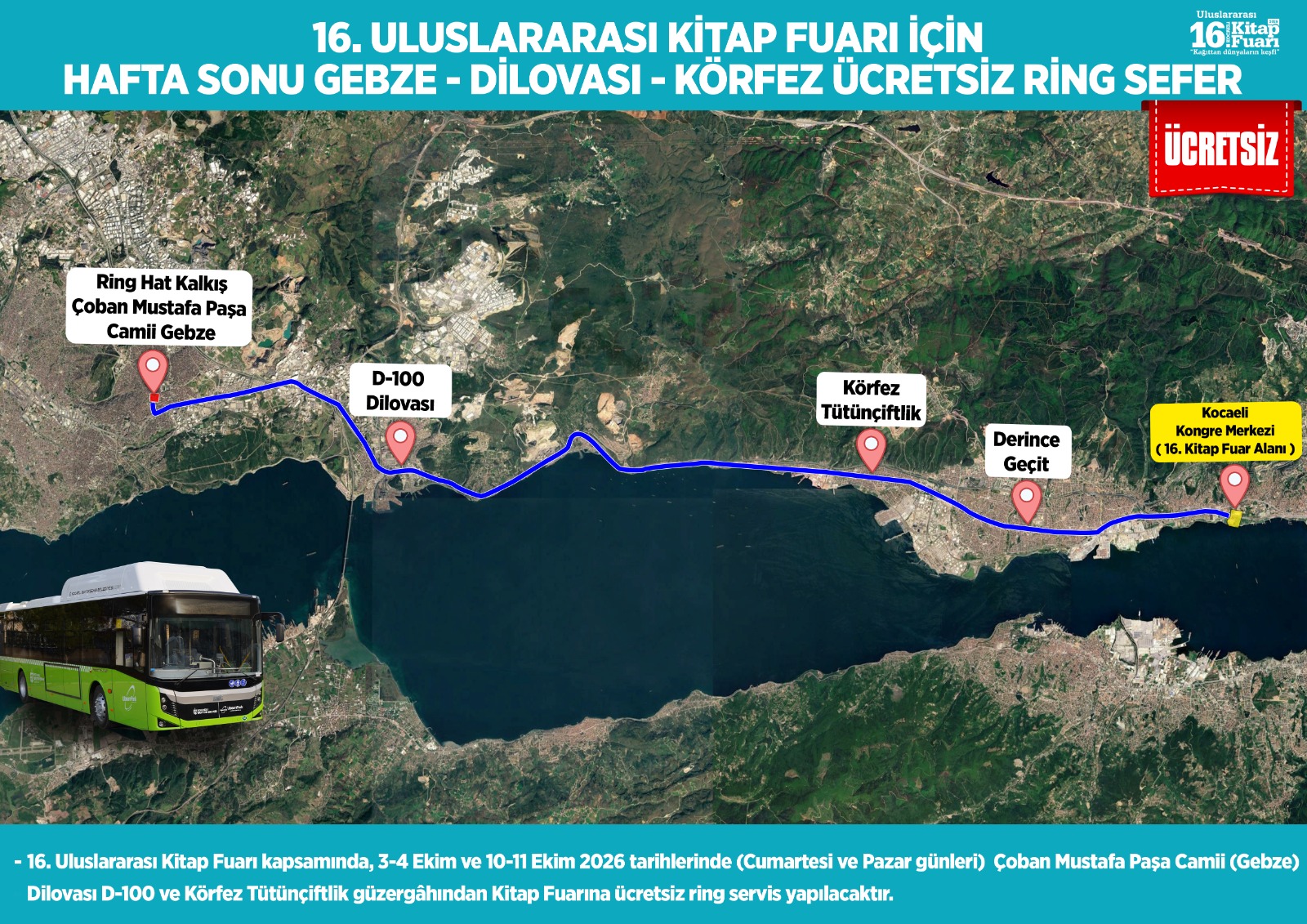 Kocaeli Kitap Fuarı’na ulaşım kolaylaşacak! Ücretsiz ring ve vapur seferleri