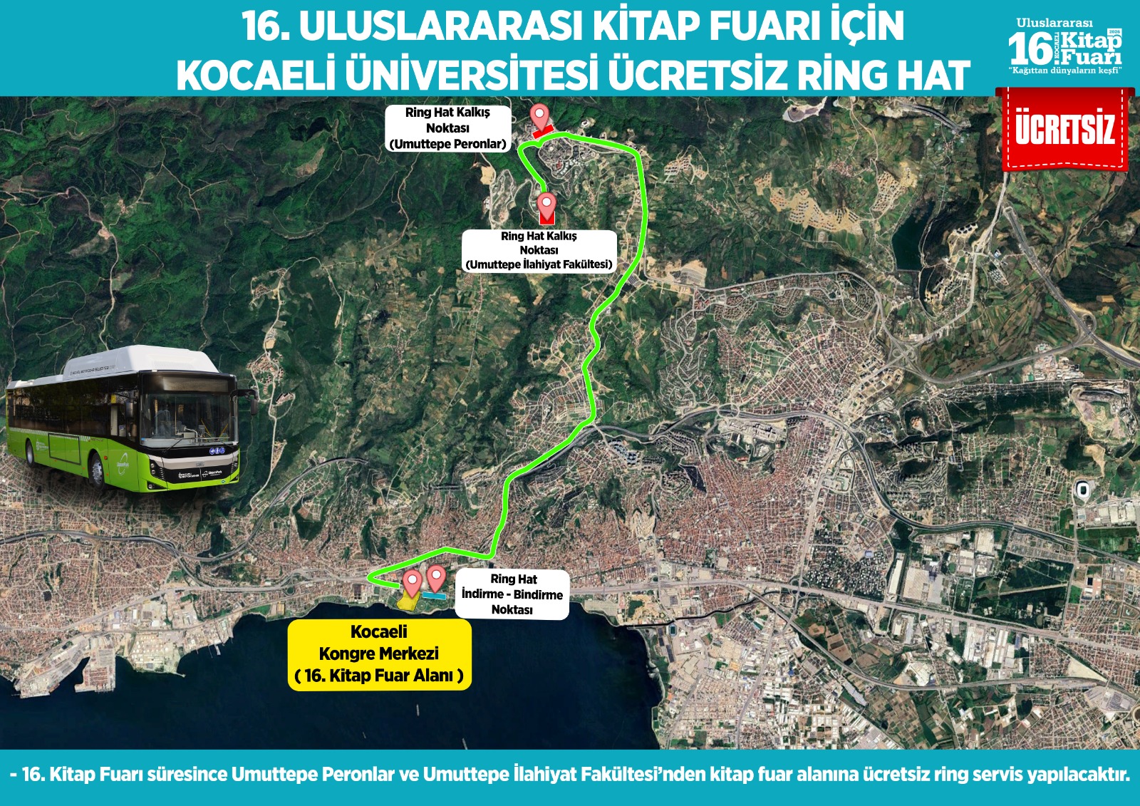 Kocaeli Kitap Fuarı’na ulaşım kolaylaşacak! Ücretsiz ring ve vapur seferleri