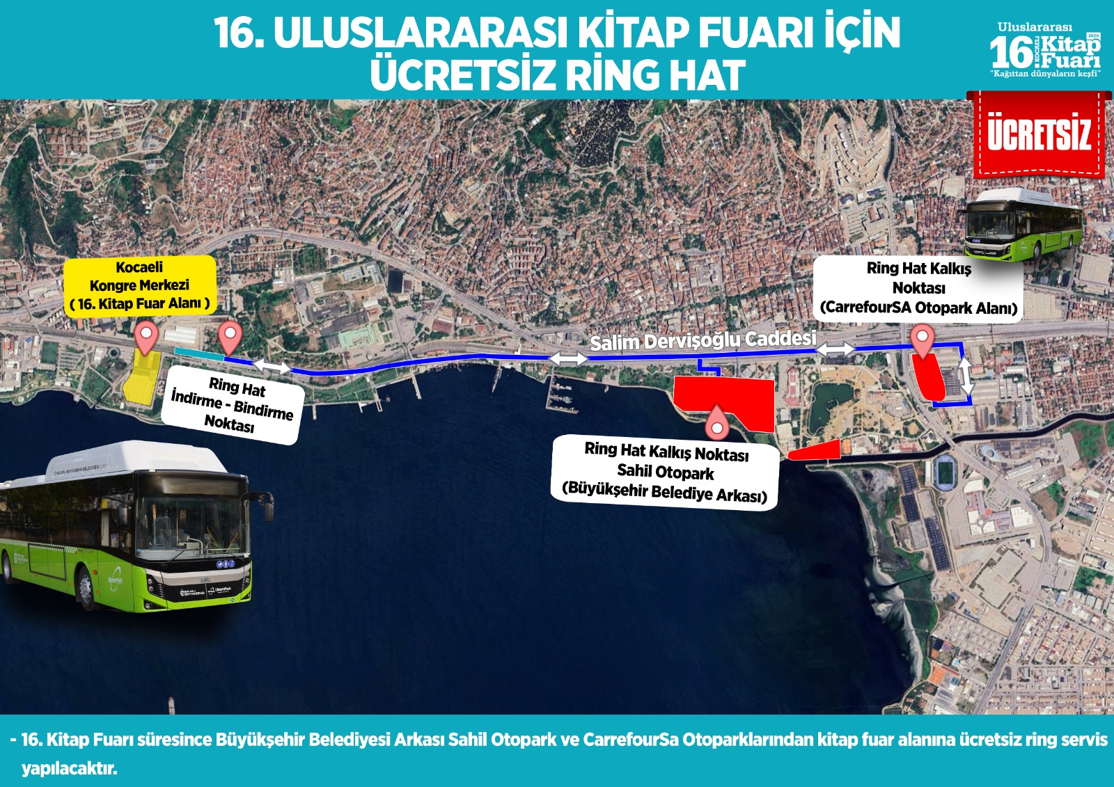 Kocaeli Kitap Fuarı’na ulaşım kolaylaşacak! Ücretsiz ring ve vapur seferleri