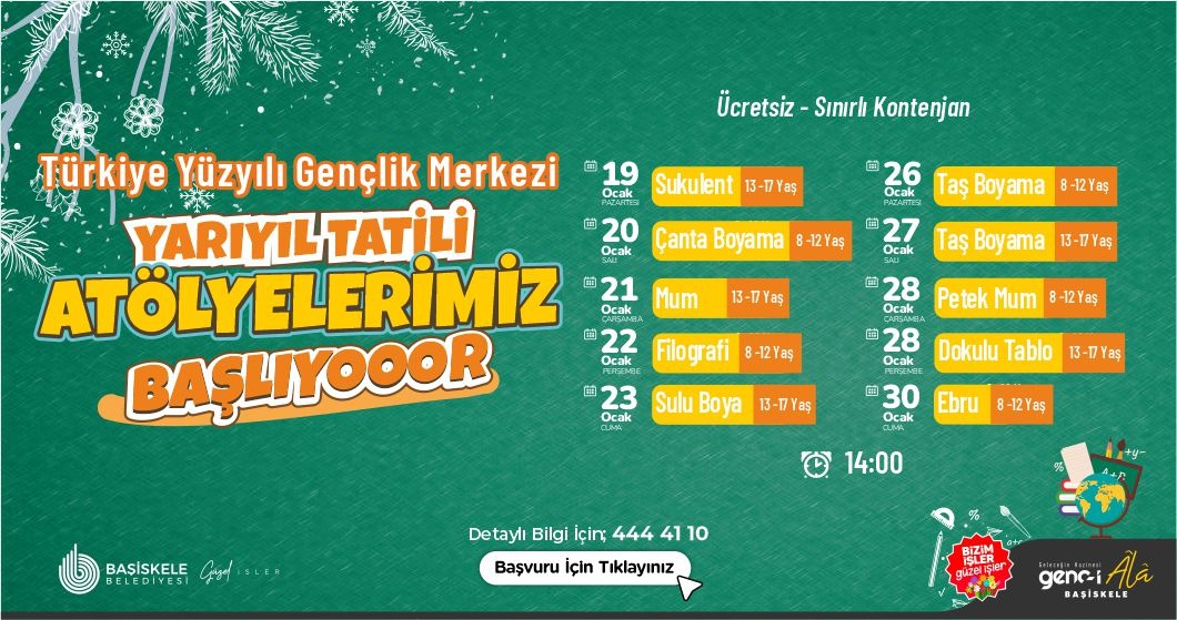Başiskele’de Yarıyıl Tatili Atölyeleri Başlıyor!
