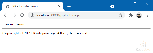 JSP Include Action Demo