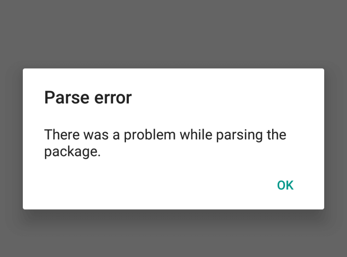 Problem parsing package android