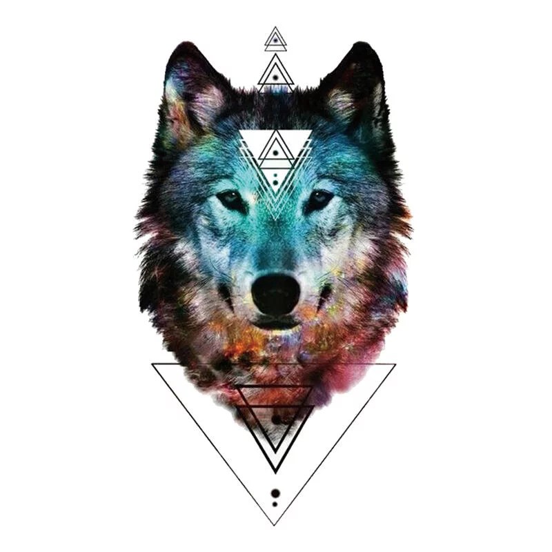 Tatouage Temporaire Loup Geometrique Specialement Par Kolawi