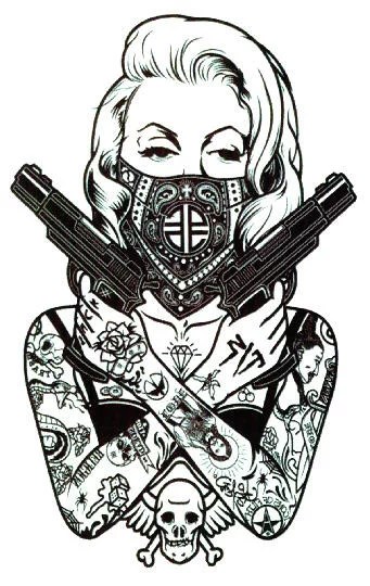 Tatouage Temporaire Femme Revolver Old School Kolawi