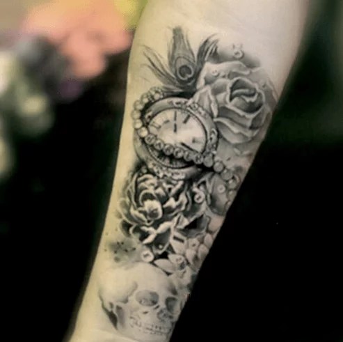 Tatouage Ephemere Fleur Rose Horloge Avant Bras Kolawi