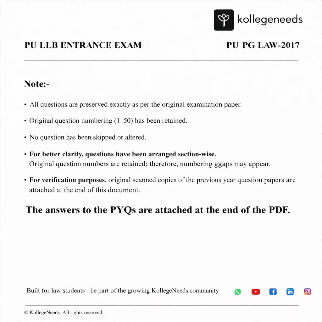 LAW ENTRANCE EXAM PREVIOUS YEAR QUESTIONS PAPER