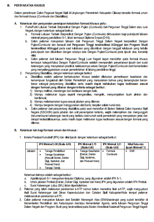 Kantor kesehatan pelabuhan kelas ii cilacap. Lowongan CPNS Kabupaten Cilacap Tahun 2019 815 Formasi