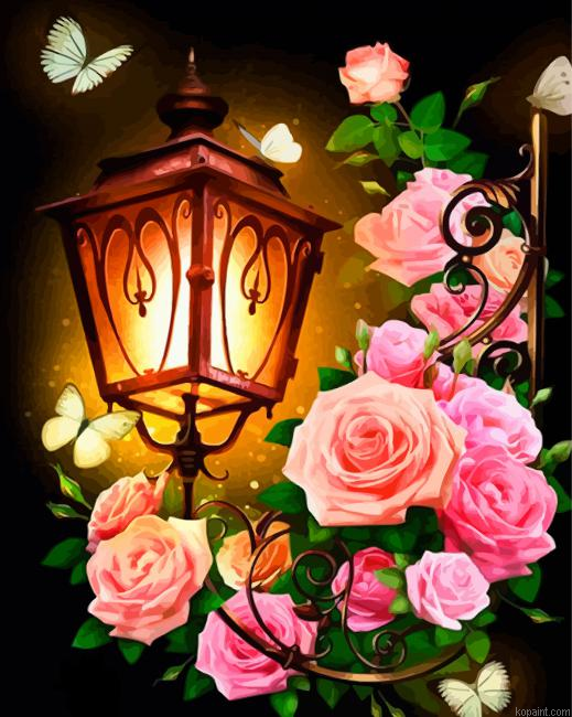 Light Lantern And Roses Paint By Numbers.png
