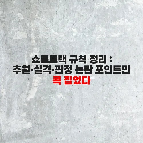 쇼트트랙 규칙 정리 : 추월·실격·판정 논란 포인트만 콕 집었다
