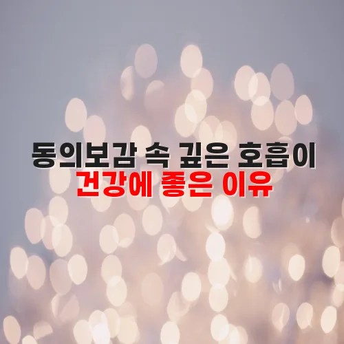 동의보감 속 깊은 호흡이 건강에 좋은 이유