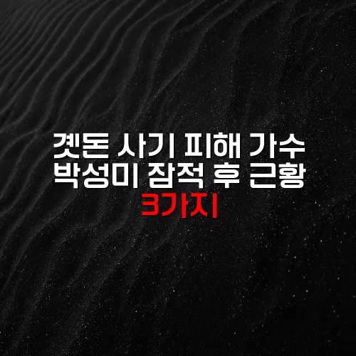 곗돈 사기 피해 가수 박성미 잠적 후 근황 3가지