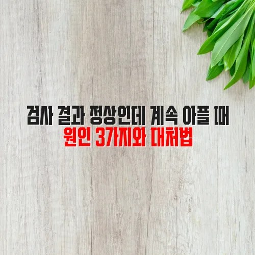 검사 결과 정상인데 계속 아플 때 원인 3가지와 대처법