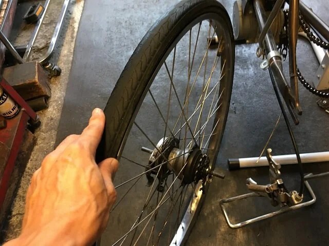 電動アシスト自転車の内装3段強化ハブ仕様「後輪タイヤ交換方法」前編