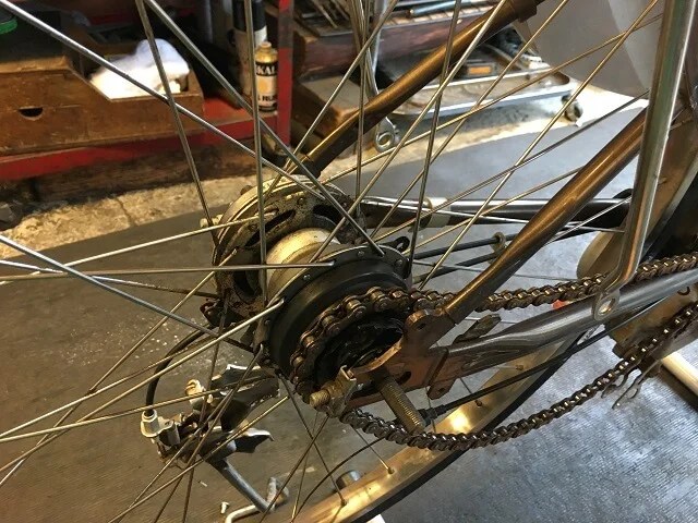 電動アシスト自転車の内装3段強化ハブ仕様「後輪タイヤ交換方法」後編