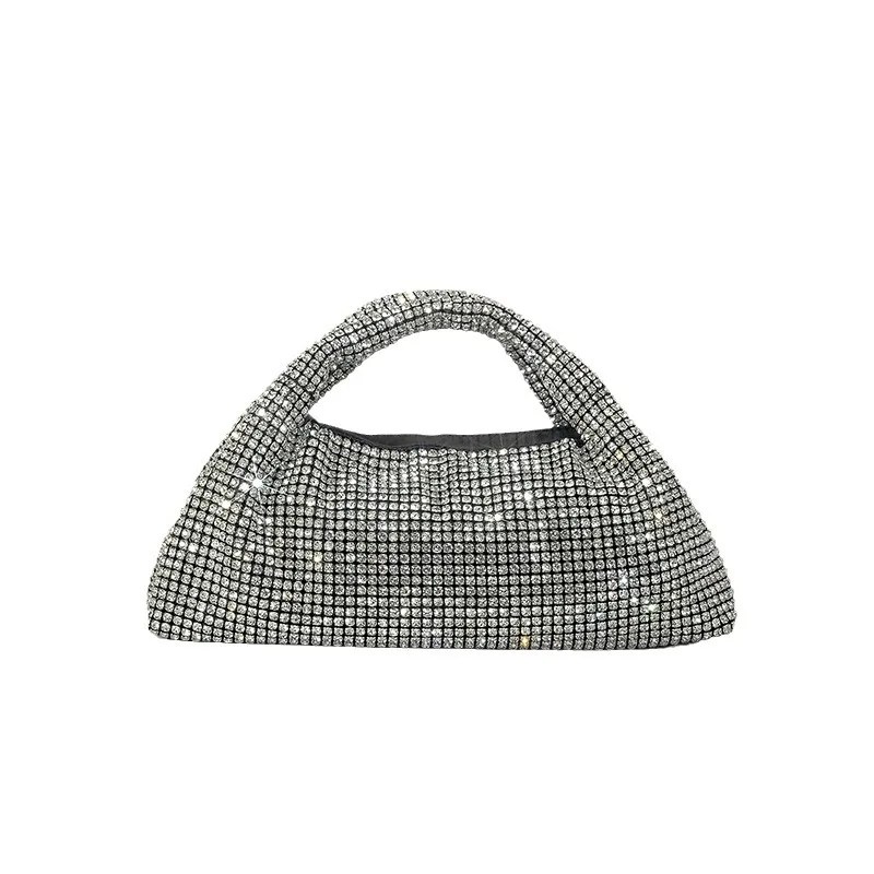 Luxury Rhinestone Half Moon Handbag