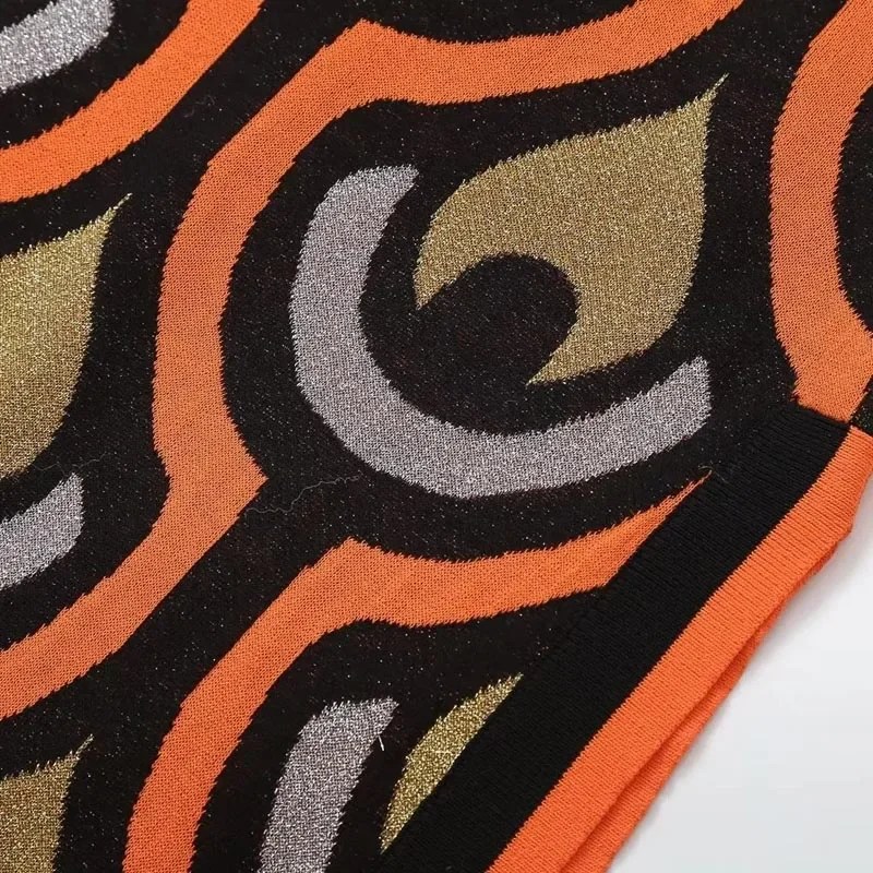 Women’s Jacquard Knit Retro Mini Dress and Pants.