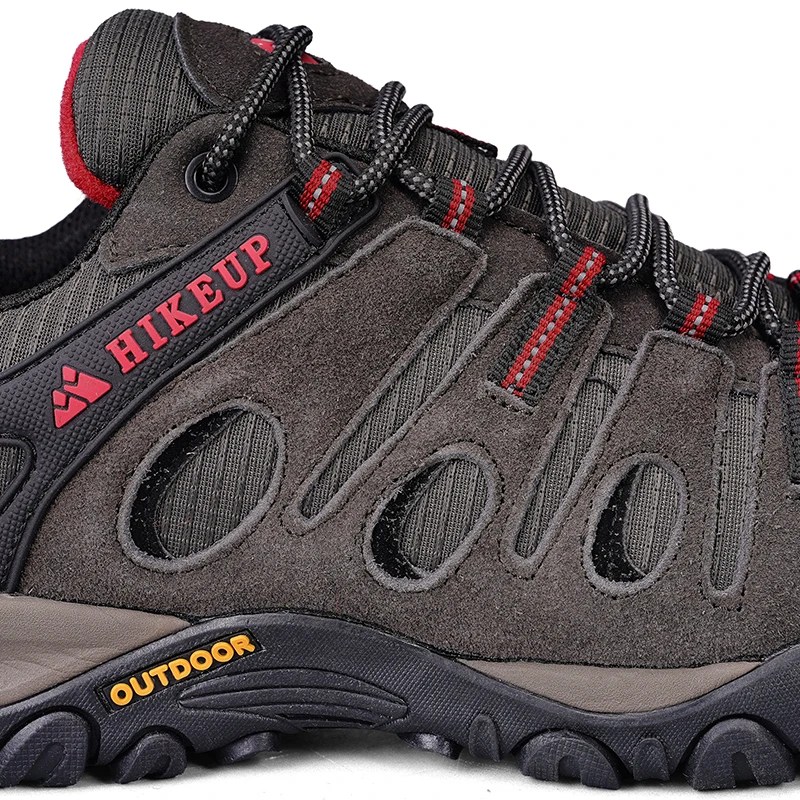 HIKEUP Hiking Shoes Mens Winter Climbing Trekking Sneakers for Men Leather Breathable Outdoor Anti-skid Sports Work Man Shoes 6
