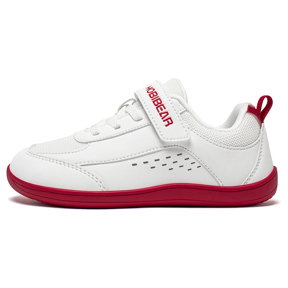 HOBIBEAR Kids Wide Toe Shoes Big Kid Barefoot Hook Loop Minimalist Sneakers Artificial Leather Mesh Shoes 2