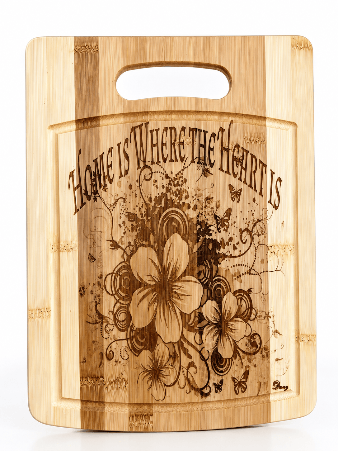 Home Is Where the Heart Is Bamboo Engraved Cutting Board-Medium