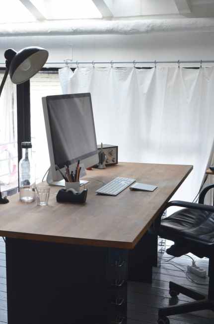 contemporary office with table and computer